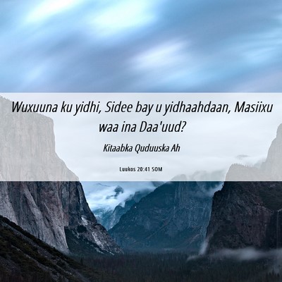 Picture 06 - Luukos 20:41 SOM - Wuxuuna ku yidhi, Sidee bay u yidhaahdaan, - Bible Verse Picture