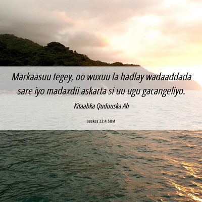 Picture 06 - Luukos 22:4 SOM - Markaasuu tegey, oo wuxuu la hadlay wadaaddada - Bible Verse Picture