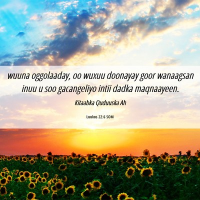 Picture 06 - Luukos 22:6 SOM - wuuna oggolaaday, oo wuxuu doonayay goor - Bible Verse Picture