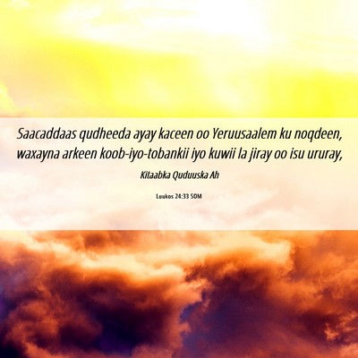 Picture 06 - Luukos 24:33 SOM - Saacaddaas qudheeda ayay kaceen oo Yeruusaalem ku - Bible Verse Picture