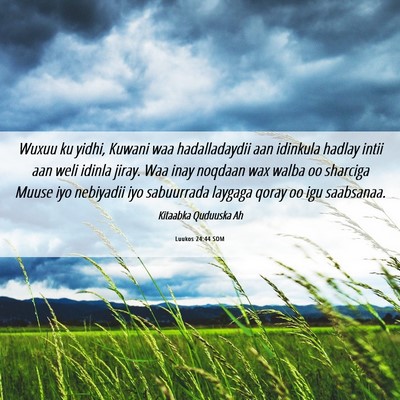 Picture 06 - Luukos 24:44 SOM - Wuxuu ku yidhi, Kuwani waa hadalladaydii aan - Bible Verse Picture