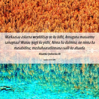 Picture 06 - Luukos 3:14 SOM - Markaasaa askarna weyddiisay oo ku tidhi, - Bible Verse Picture