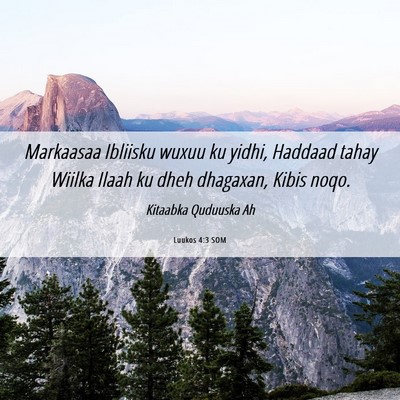 Picture 06 - Luukos 4:3 SOM - Markaasaa Ibliisku wuxuu ku yidhi, Haddaad tahay - Bible Verse Picture