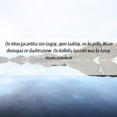 Picture 06 - Luukos 5:13 SOM - Oo intuu gacantiisa soo taagay, ayuu taabtay, oo - Bible Verse Picture