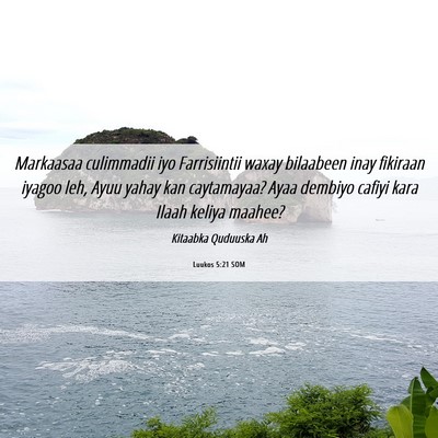 Picture 06 - Luukos 5:21 SOM - Markaasaa culimmadii iyo Farrisiintii waxay - Bible Verse Picture