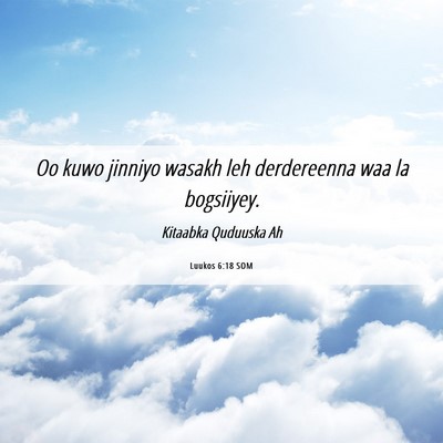 Picture 06 - Luukos 6:18 SOM - Oo kuwo jinniyo wasakh leh derdereenna waa la - Bible Verse Picture