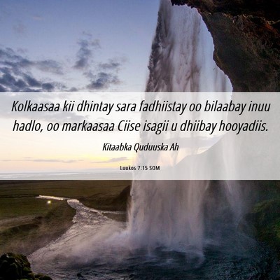 Picture 06 - Luukos 7:15 SOM - Kolkaasaa kii dhintay sara fadhiistay oo bilaabay - Bible Verse Picture