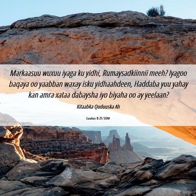 Picture 06 - Luukos 8:25 SOM - Markaasuu wuxuu iyaga ku yidhi, Rumaysadkiinnii - Bible Verse Picture
