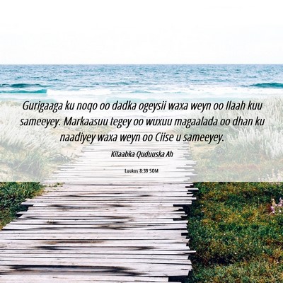 Picture 06 - Luukos 8:39 SOM - Gurigaaga ku noqo oo dadka ogeysii waxa weyn oo - Bible Verse Picture