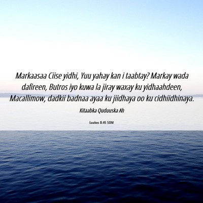 Picture 06 - Luukos 8:45 SOM - Markaasaa Ciise yidhi, Yuu yahay kan i taabtay? - Bible Verse Picture