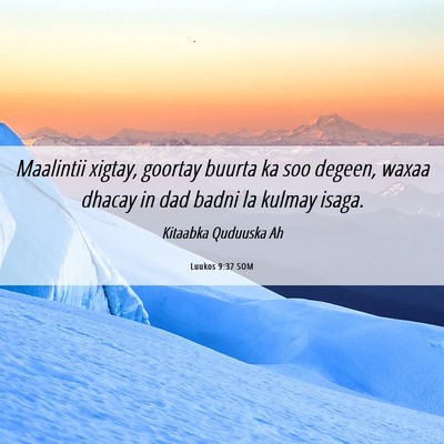 Picture 06 - Luukos 9:37 SOM - Maalintii xigtay, goortay buurta ka soo degeen, - Bible Verse Picture
