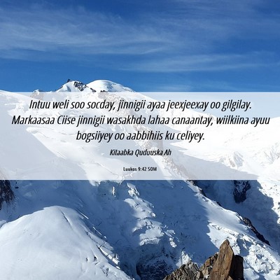 Picture 06 - Luukos 9:42 SOM - Intuu weli soo socday, jinnigii ayaa jeexjeexay - Bible Verse Picture