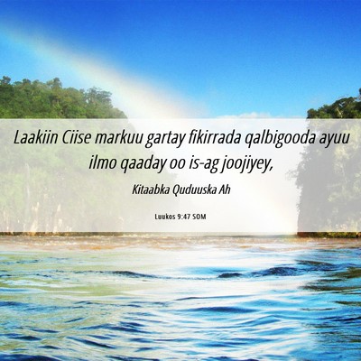 Picture 06 - Luukos 9:47 SOM - Laakiin Ciise markuu gartay fikirrada qalbigooda - Bible Verse Picture