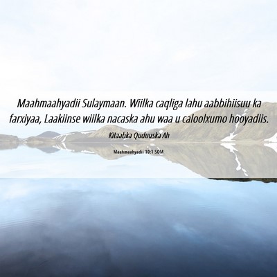 Picture 06 - Maahmaahyadii 10:1 SOM - Maahmaahyadii Sulaymaan. Wiilka caqliga lahu - Bible Verse Picture