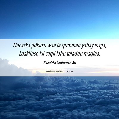 Picture 06 - Maahmaahyadii 12:15 SOM - Nacaska jidkiisu waa la qumman yahay isaga, - Bible Verse Picture