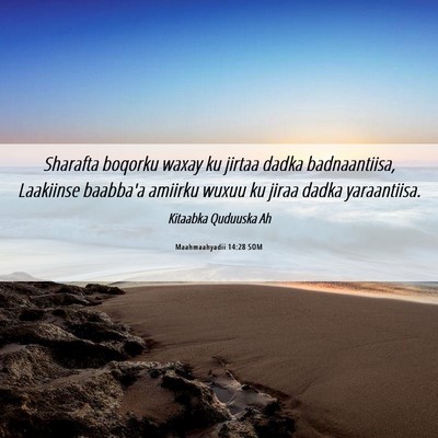 Picture 06 - Maahmaahyadii 14:28 SOM - Sharafta boqorku waxay ku jirtaa dadka - Bible Verse Picture