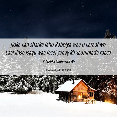 Picture 06 - Maahmaahyadii 15:9 SOM - Jidka kan sharka lahu Rabbiga waa u karaahiyo, - Bible Verse Picture