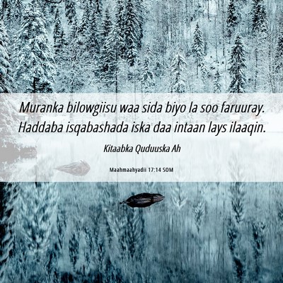 Picture 06 - Maahmaahyadii 17:14 SOM - Muranka bilowgiisu waa sida biyo la soo faruuray. - Bible Verse Picture