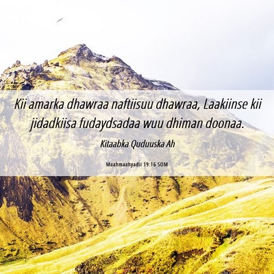 Picture 06 - Maahmaahyadii 19:16 SOM - Kii amarka dhawraa naftiisuu dhawraa, Laakiinse - Bible Verse Picture