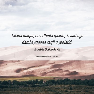 Picture 06 - Maahmaahyadii 19:20 SOM - Talada maqal, oo edbinta qaado, Si aad ugu - Bible Verse Picture