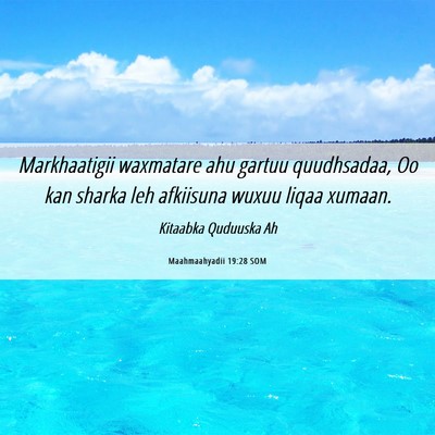 Picture 06 - Maahmaahyadii 19:28 SOM - Markhaatigii waxmatare ahu gartuu quudhsadaa, Oo - Bible Verse Picture