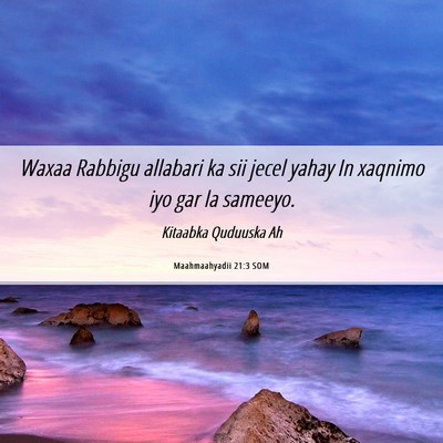 Picture 06 - Maahmaahyadii 21:3 SOM - Waxaa Rabbigu allabari ka sii jecel yahay In - Bible Verse Picture