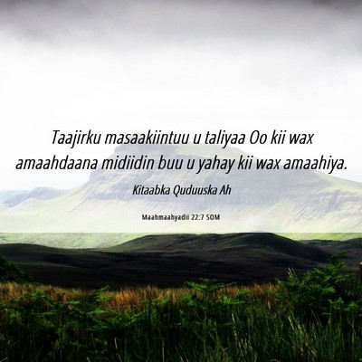 Picture 06 - Maahmaahyadii 22:7 SOM - Taajirku masaakiintuu u taliyaa Oo kii wax - Bible Verse Picture