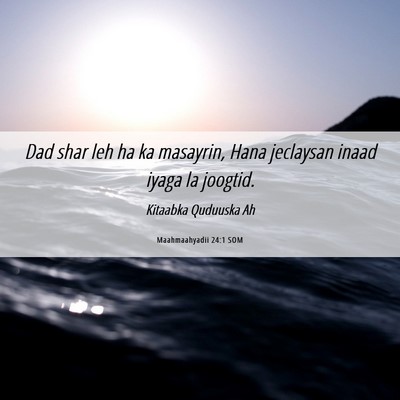 Picture 06 - Maahmaahyadii 24:1 SOM - Dad shar leh ha ka masayrin, Hana jeclaysan inaad - Bible Verse Picture