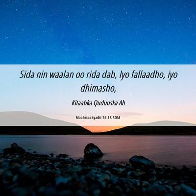 Picture 06 - Maahmaahyadii 26:18 SOM - Sida nin waalan oo rida dab, Iyo fallaadho, iyo - Bible Verse Picture