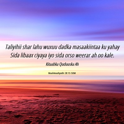 Picture 06 - Maahmaahyadii 28:15 SOM - Taliyihii shar lahu wuxuu dadka masaakiintaa ku - Bible Verse Picture