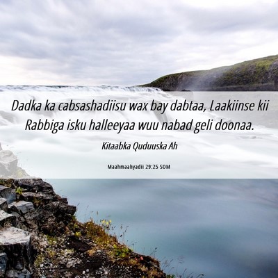 Picture 06 - Maahmaahyadii 29:25 SOM - Dadka ka cabsashadiisu wax bay dabtaa, Laakiinse - Bible Verse Picture