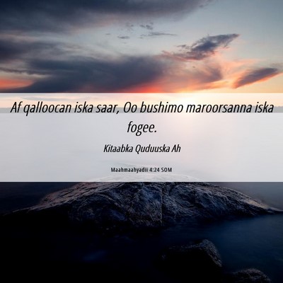 Picture 06 - Maahmaahyadii 4:24 SOM - Af qalloocan iska saar, Oo bushimo maroorsanna - Bible Verse Picture