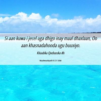 Picture 06 - Maahmaahyadii 8:21 SOM - Si aan kuwa i jecel uga dhigo inay maal dhaxlaan, - Bible Verse Picture