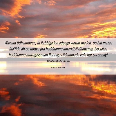 Picture 06 - Malaakii 3:14 SOM - Waxaad tidhaahdeen, In Rabbiga loo adeego waxtar - Bible Verse Picture