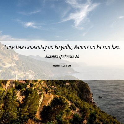 Picture 06 - Markos 1:25 SOM - Ciise baa canaantay oo ku yidhi, Aamus oo ka soo - Bible Verse Picture