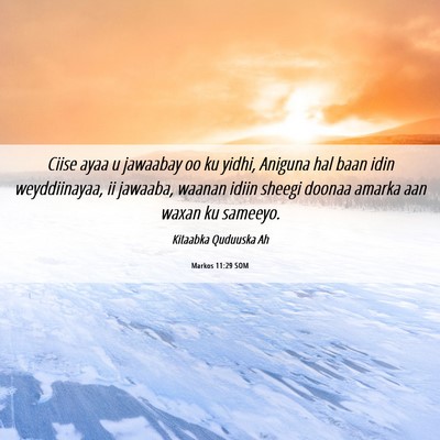 Picture 06 - Markos 11:29 SOM - Ciise ayaa u jawaabay oo ku yidhi, Aniguna hal - Bible Verse Picture