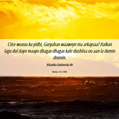 Picture 06 - Markos 13:2 SOM - Ciise wuxuu ku yidhi, Guryahan waaweyn ma - Bible Verse Picture