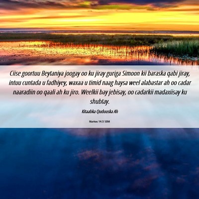 Picture 06 - Markos 14:3 SOM - Ciise goortuu Beytaniya joogay oo ku jiray guriga - Bible Verse Picture