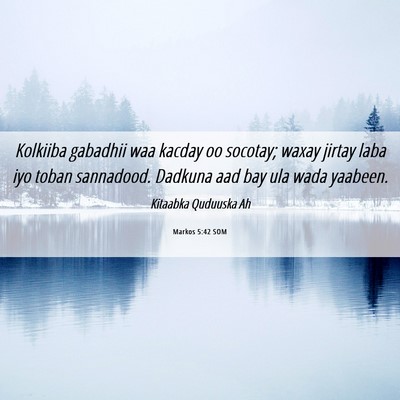 Picture 06 - Markos 5:42 SOM - Kolkiiba gabadhii waa kacday oo socotay; waxay - Bible Verse Picture