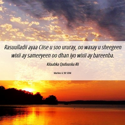 Picture 06 - Markos 6:30 SOM - Rasuulladii ayaa Ciise u soo ururay, oo waxay u - Bible Verse Picture
