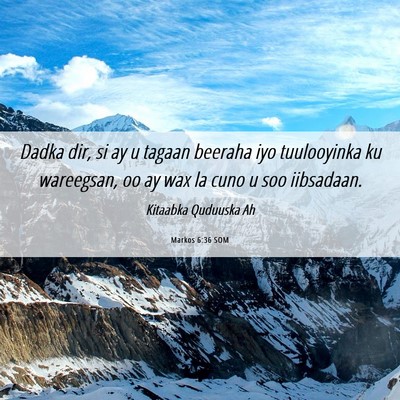 Picture 06 - Markos 6:36 SOM - Dadka dir, si ay u tagaan beeraha iyo tuulooyinka - Bible Verse Picture