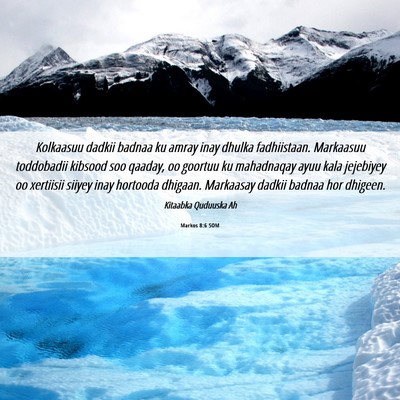 Picture 06 - Markos 8:6 SOM - Kolkaasuu dadkii badnaa ku amray inay dhulka - Bible Verse Picture
