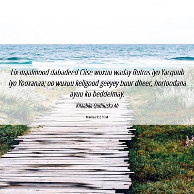 Picture 06 - Markos 9:2 SOM - Lix maalmood dabadeed Ciise wuxuu waday Butros - Bible Verse Picture