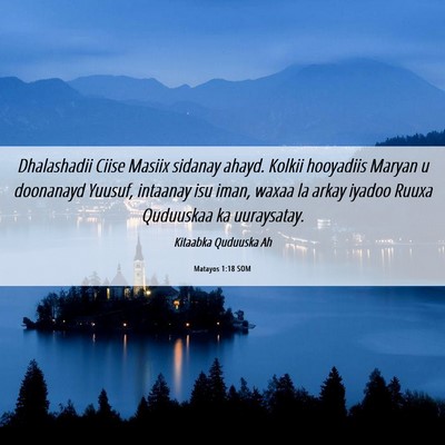 Picture 06 - Matayos 1:18 SOM - Dhalashadii Ciise Masiix sidanay ahayd. Kolkii - Bible Verse Picture