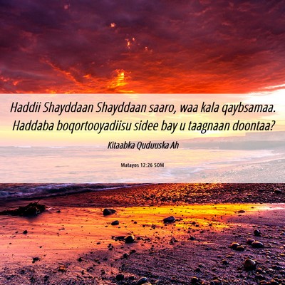 Picture 06 - Matayos 12:26 SOM - Haddii Shayddaan Shayddaan saaro, waa kala - Bible Verse Picture