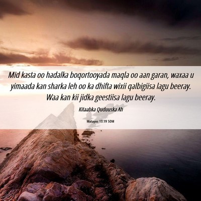 Picture 06 - Matayos 13:19 SOM - Mid kasta oo hadalka boqortooyada maqla oo aan - Bible Verse Picture