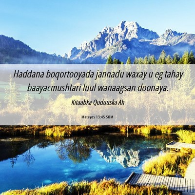 Picture 06 - Matayos 13:45 SOM - Haddana boqortooyada jannadu waxay u eg tahay - Bible Verse Picture