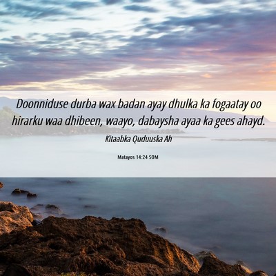 Picture 06 - Matayos 14:24 SOM - Doonniduse durba wax badan ayay dhulka ka - Bible Verse Picture
