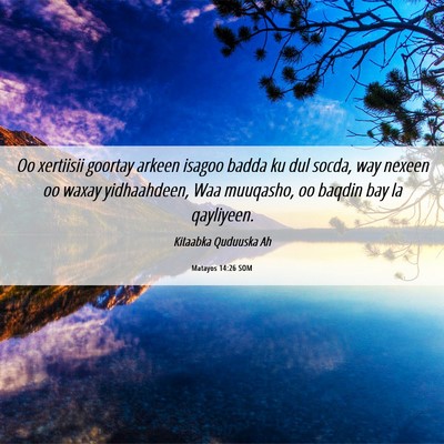 Picture 06 - Matayos 14:26 SOM - Oo xertiisii goortay arkeen isagoo badda ku dul - Bible Verse Picture