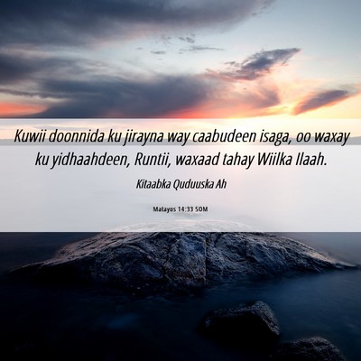Picture 06 - Matayos 14:33 SOM - Kuwii doonnida ku jirayna way caabudeen isaga, oo - Bible Verse Picture